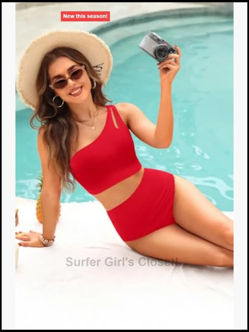 One Shoulder High Waisted Bikini Set Tummy Control Full Coverage Swimwear